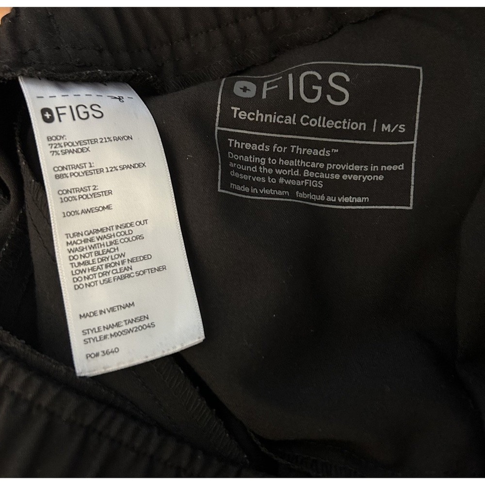 FIGS Scrub Pants Mens M/S Black Tansen Jogger Technical Drawstring Medical - Picture 2 of 4